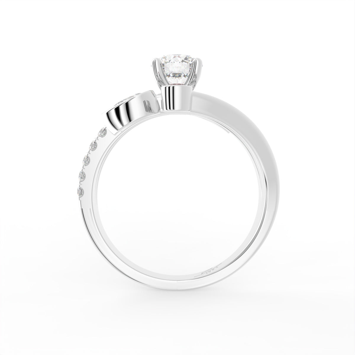 18K White Gold Round Diamond Ring — FRONT