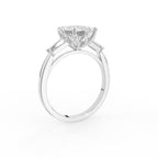 18K Yellow Gold Trilogy Emerald Diamond Ring — 3D VIEW