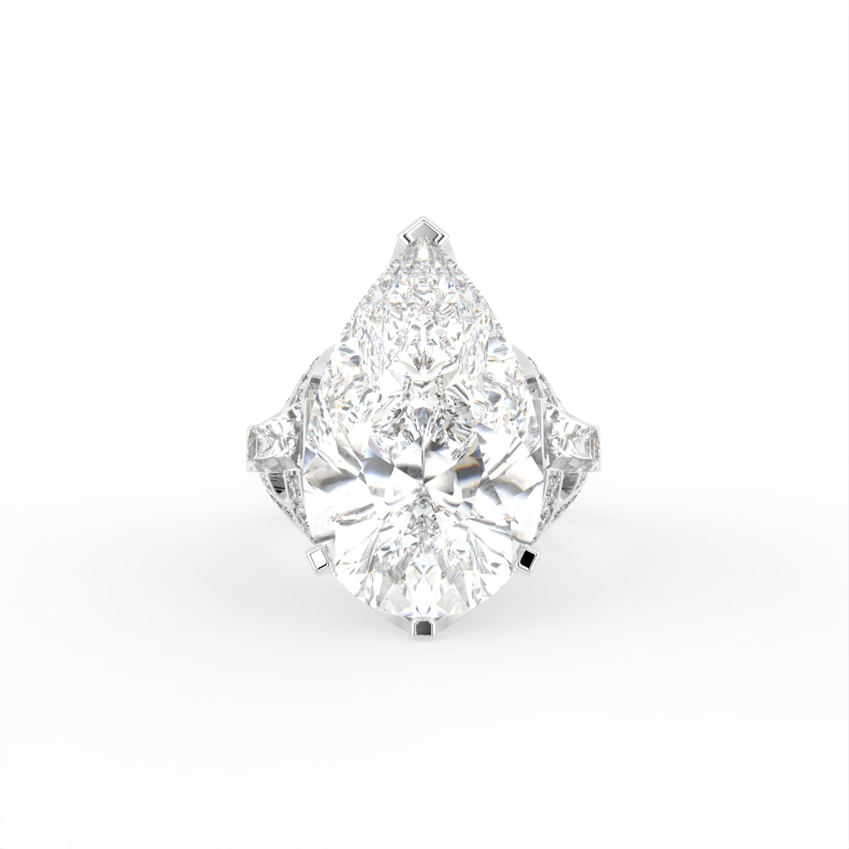 18K Pear Diamond Twisted Band Ring — TOP