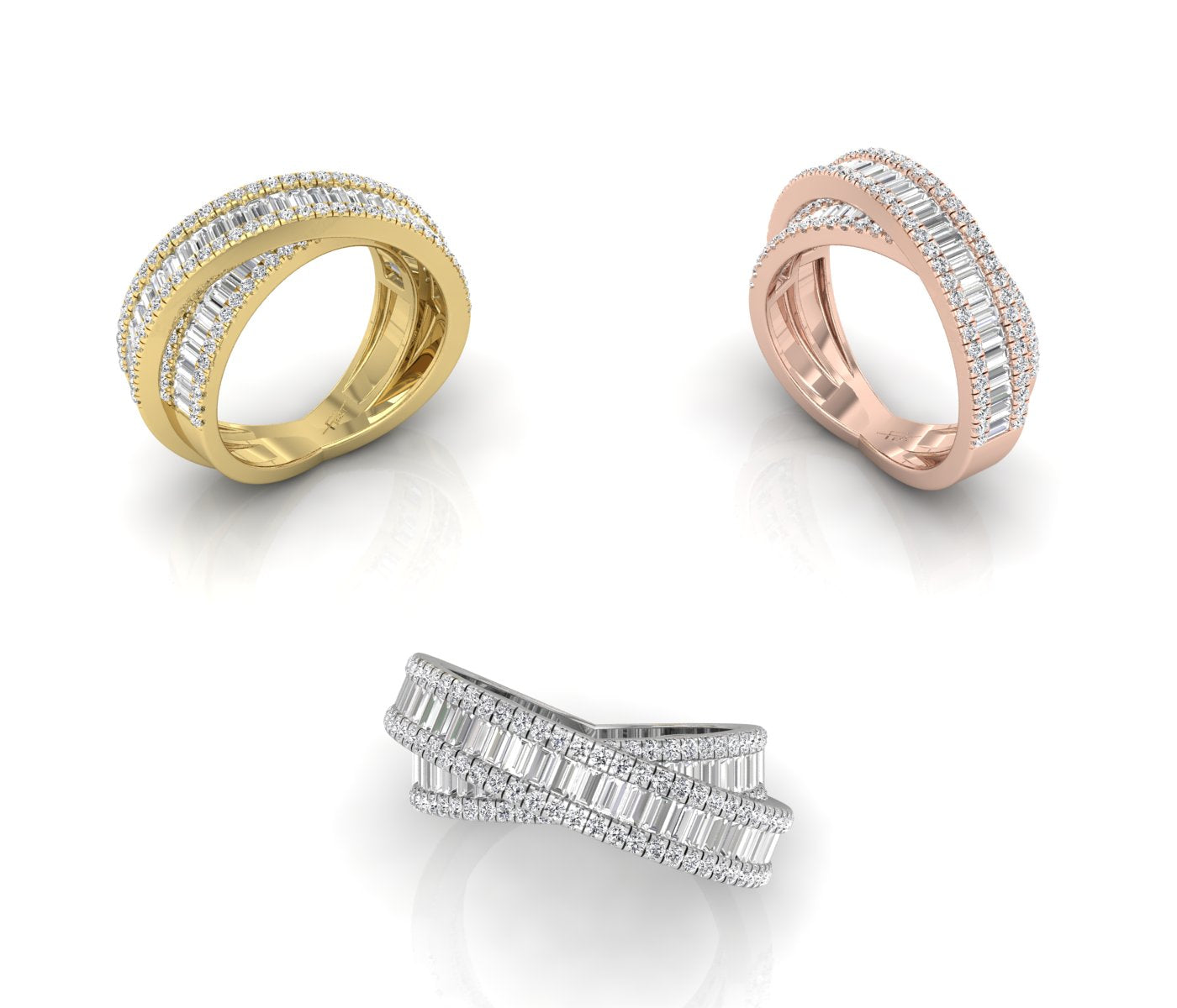 18K Baguette Diamond Statement Ring — 3 COLOR