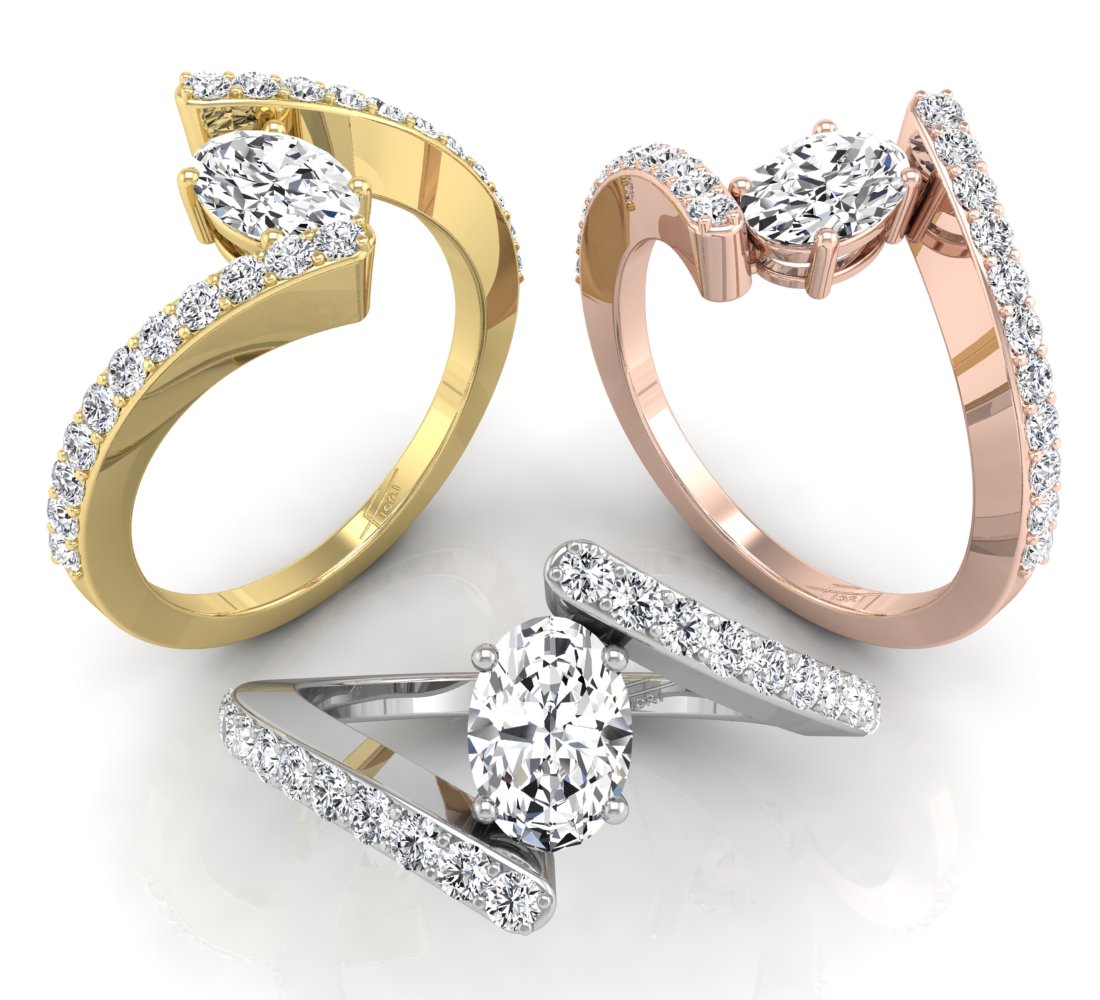 18K Bespoke Oval Diamond Ring — 3 COLOR