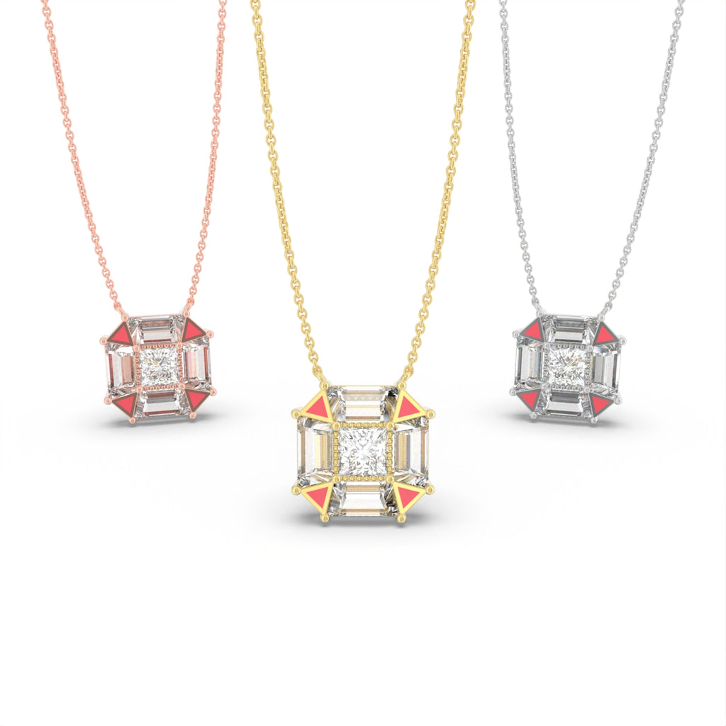 vimg:Z01078|18K Bespoke Princess Diamond Pendant — 3 COLOR