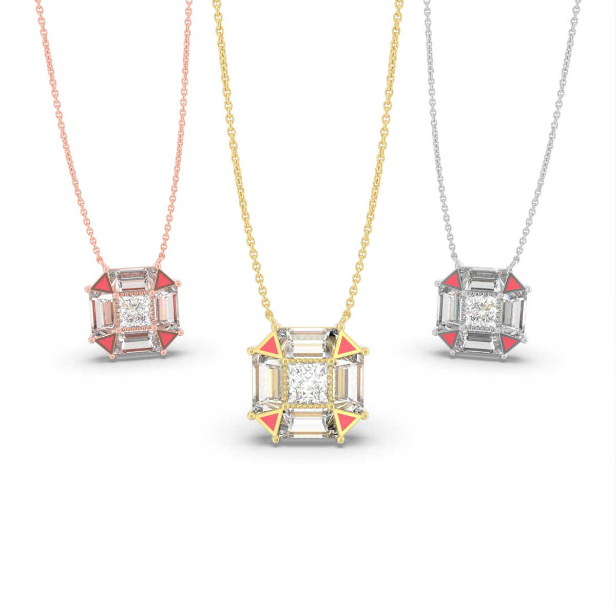 vimg:Z01078|18K Bespoke Princess Diamond Pendant — 3 COLOR
