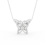 vimg:FJ6109|vimg:FJ6842|18K White Gold Butterfly Baguette Diamond Pendant — FRONT