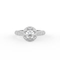 18K White Gold Halo Round Diamond Ring — TOP