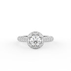 18K White Gold Halo Round Diamond Ring — TOP
