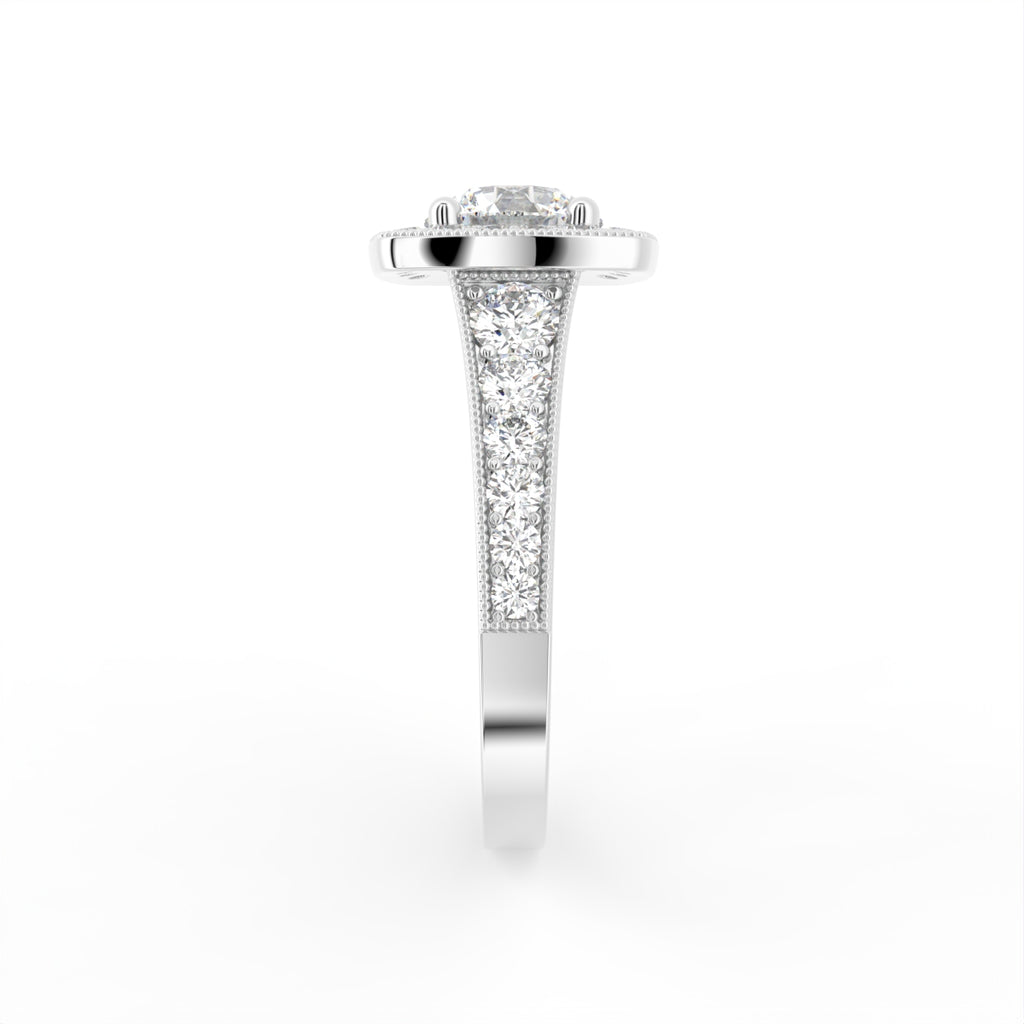 18K Halo Diamond Ring — SIDE