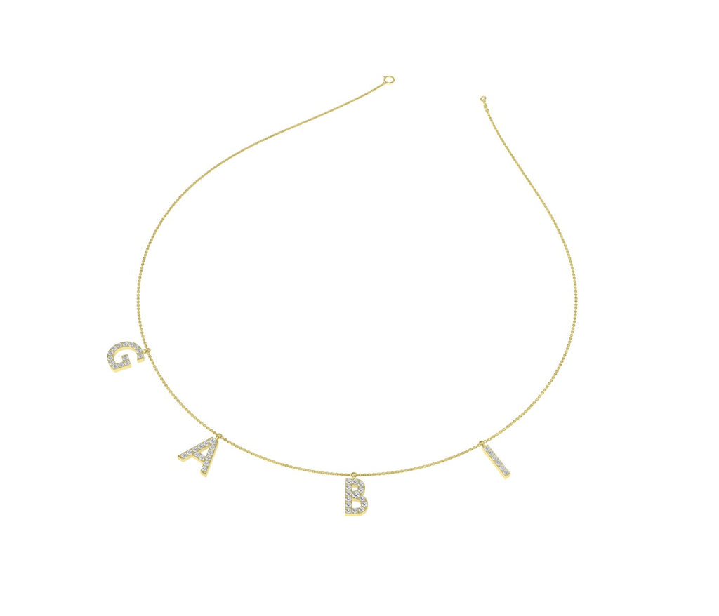 18K Personalized Name Lab Grown Diamond Necklace — 3D VIEW