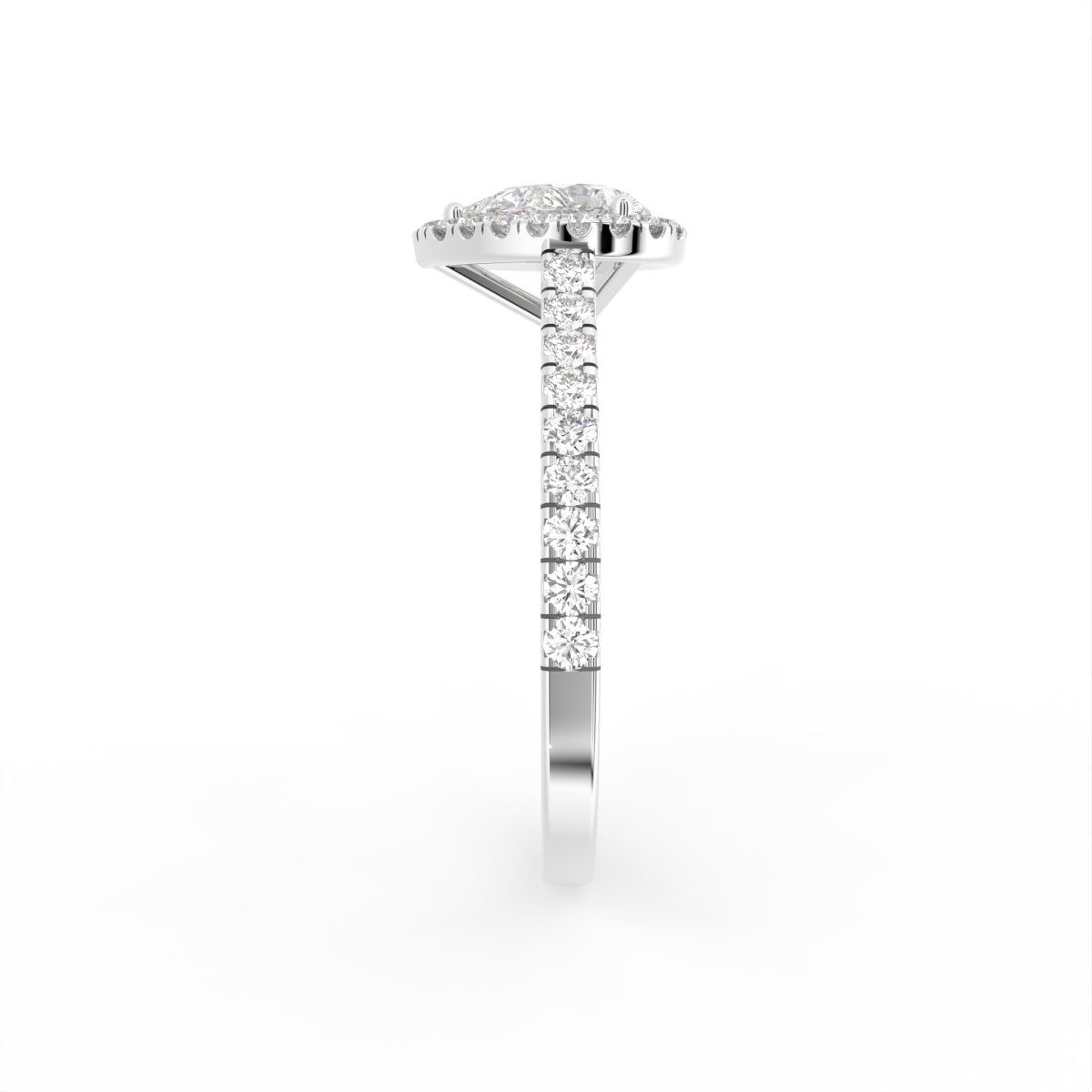 18K Halo Pear Diamond Ring — SIDE