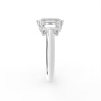 18K Trilogy Emerald Cut Diamond Ring — SIDE
