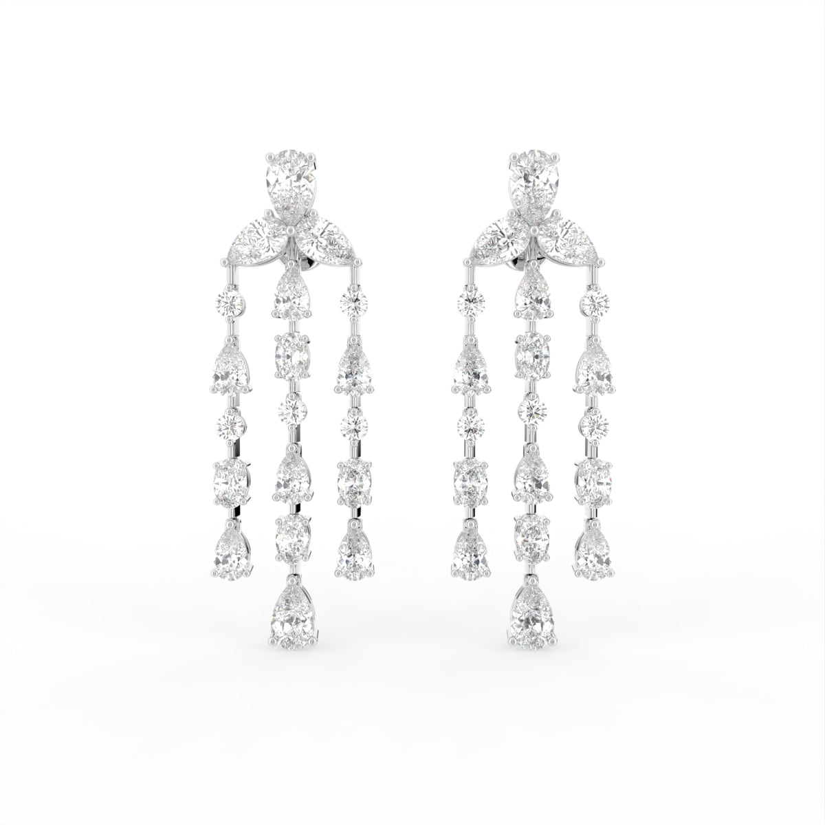 18K Pear Drop Bespoke Diamond Earrings — TOP