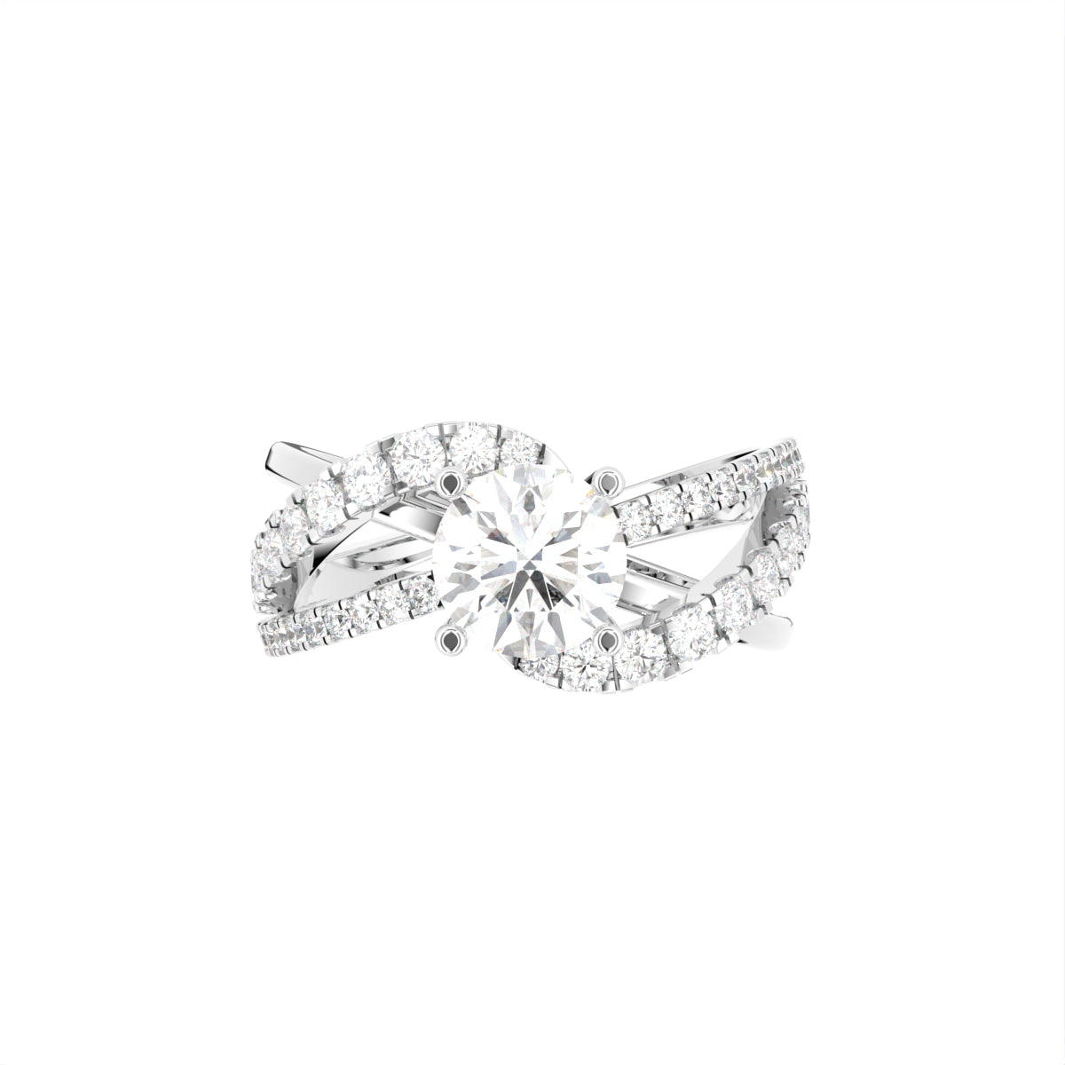 18K Bespoke Round Diamond Ring — TOP
