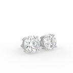 18K White Gold Solitaire Round Diamond Earrings — 3D VIEW