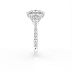 18K Trilogy Oval Half Moon Diamond Ring — SIDE
