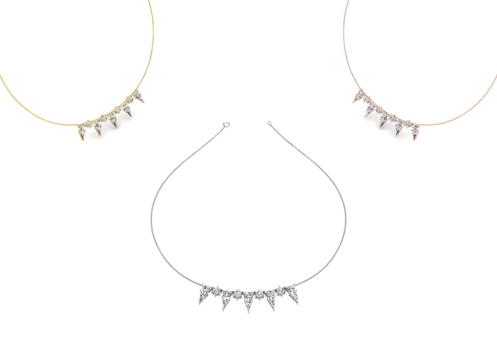 14K Oval Diamond Choker Necklace — 3 COLOR