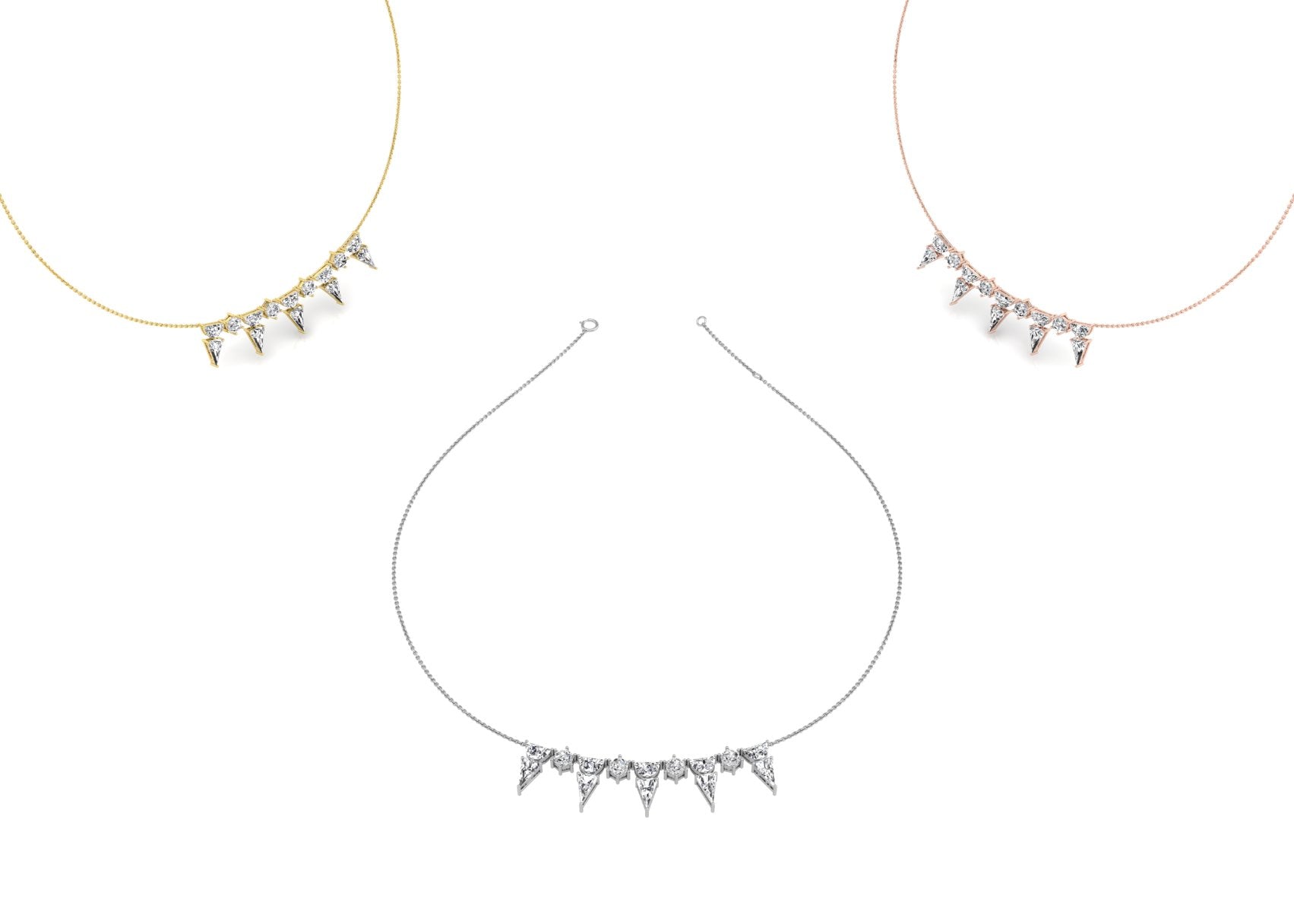 14K Oval Diamond Choker Necklace — 3 COLOR
