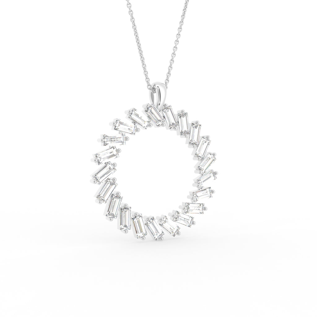 18K Bespoke Baguette Diamond Pendant — 3D VIEW