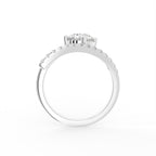 18K Solitaire Round Pave Diamond Ring — FRONT