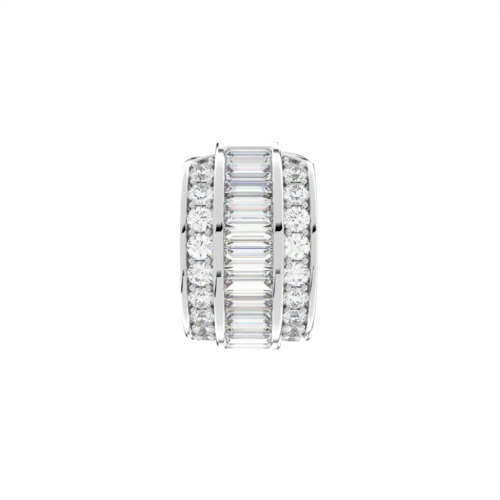 14K White Gold Baguette Diamond Piercing Earrings — BACK