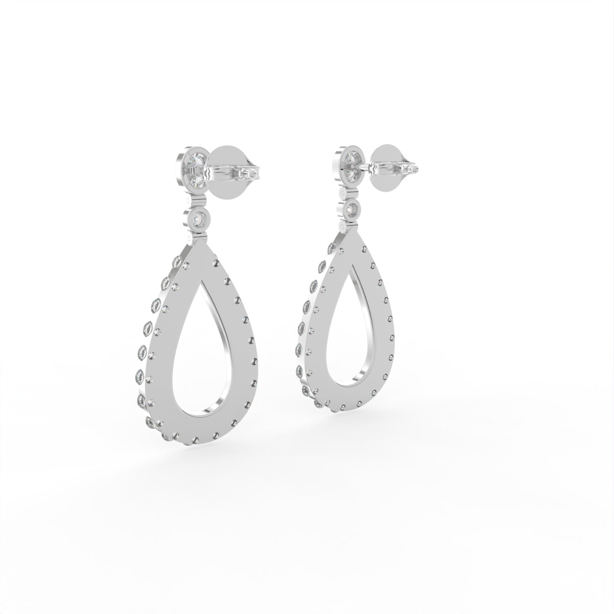 Sterling Silver Diamond Earrings — 3D / RIGHT