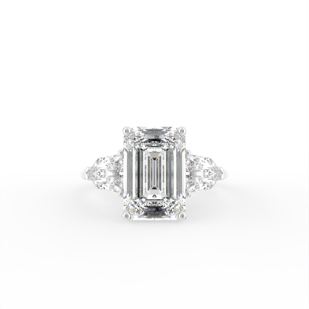 vimg:Z00248|18K Trilogy Emerald Diamond Ring — TOP