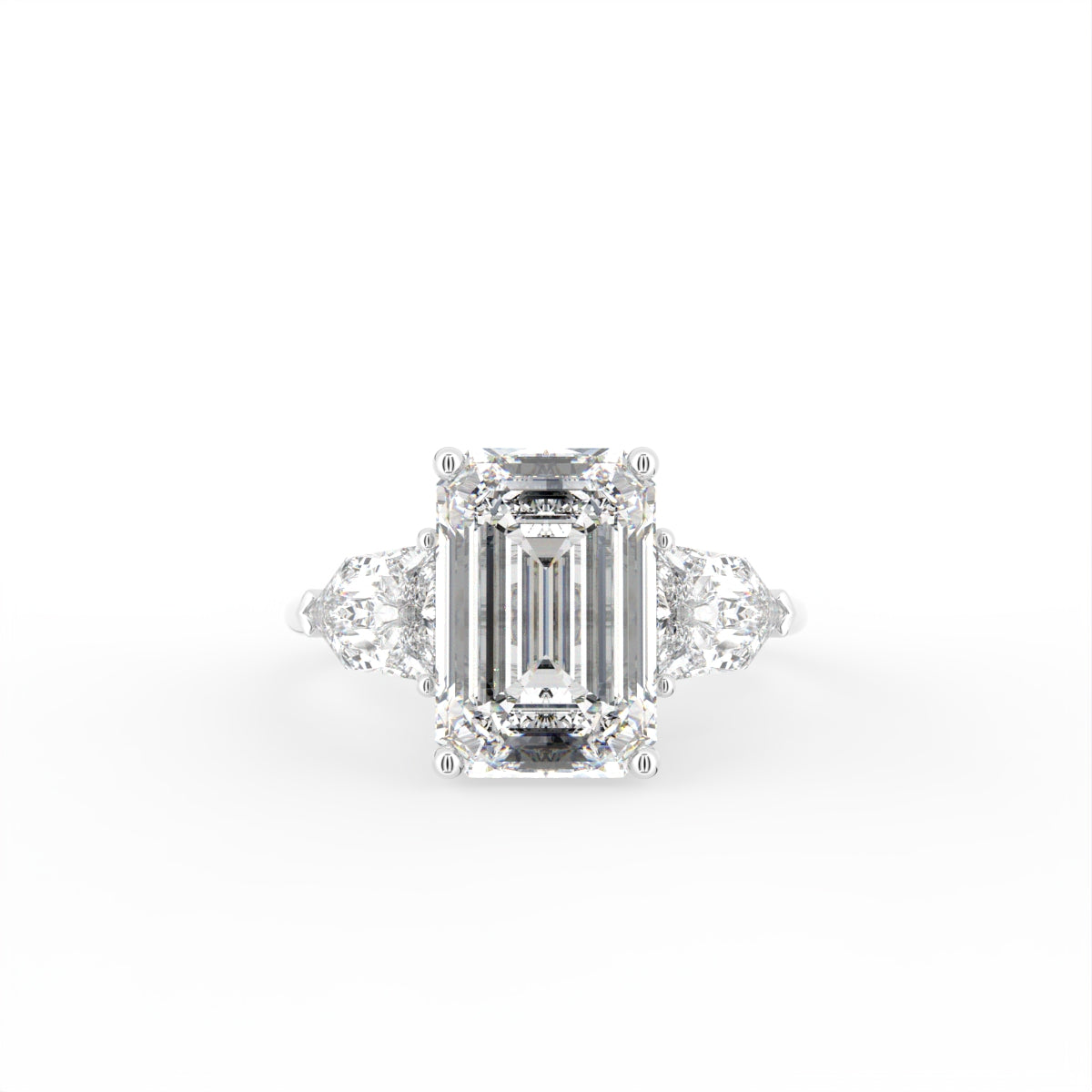 vimg:Z00248|18K Trilogy Emerald Diamond Ring — TOP