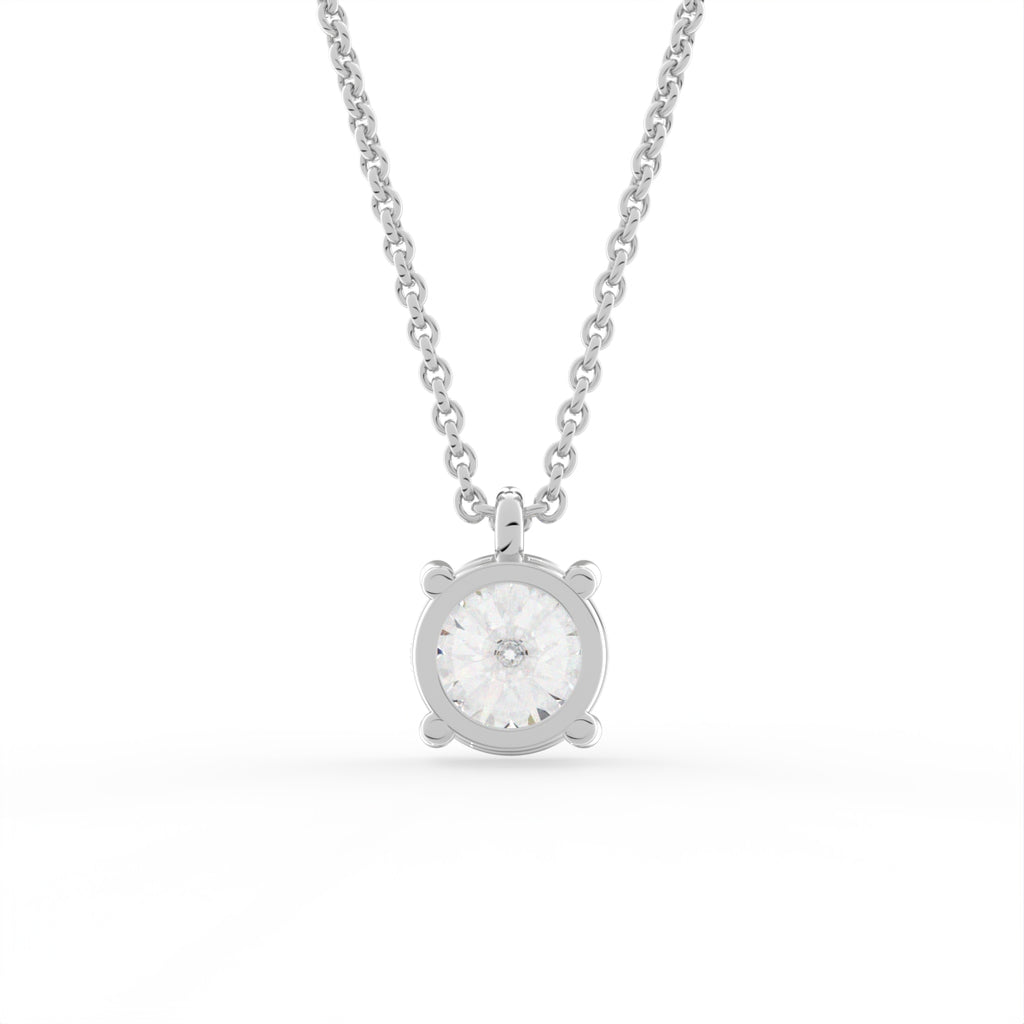 18K Solitaire Diamond Pendant — BACK