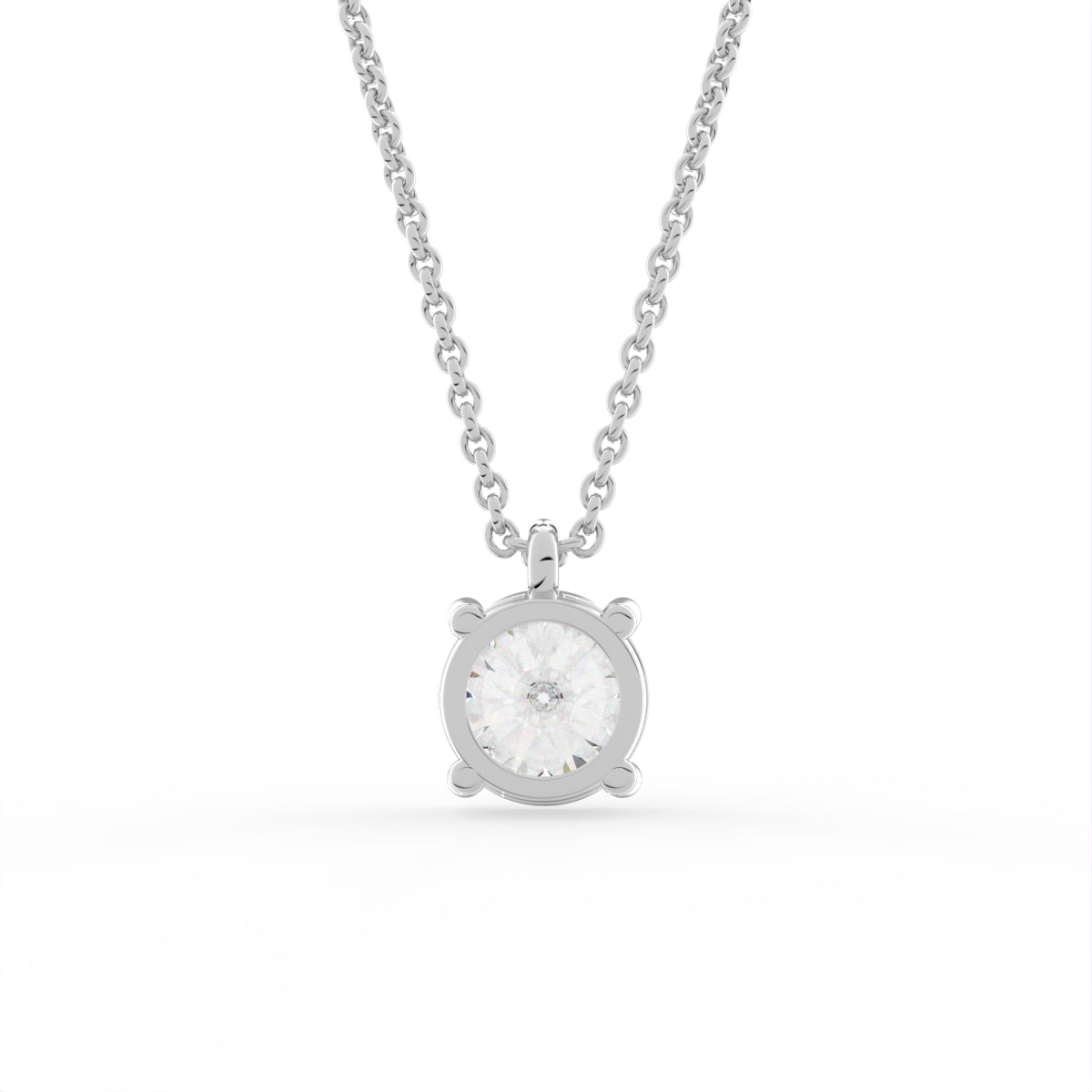 18K Solitaire Diamond Pendant — BACK