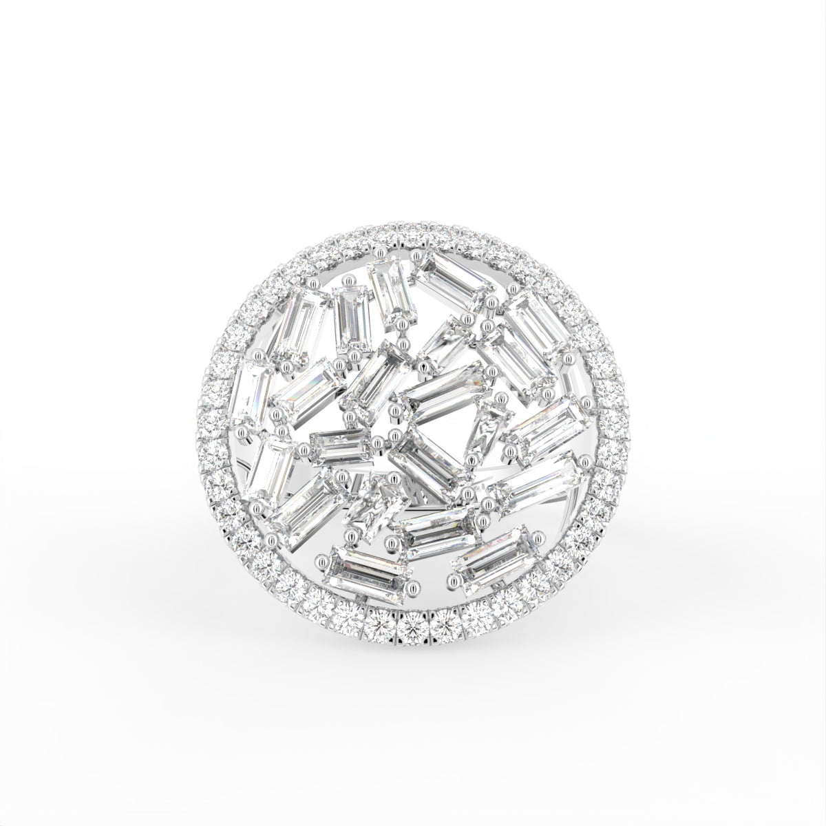 18K White Gold Bespoke Baguette Diamond Ring — TOP
