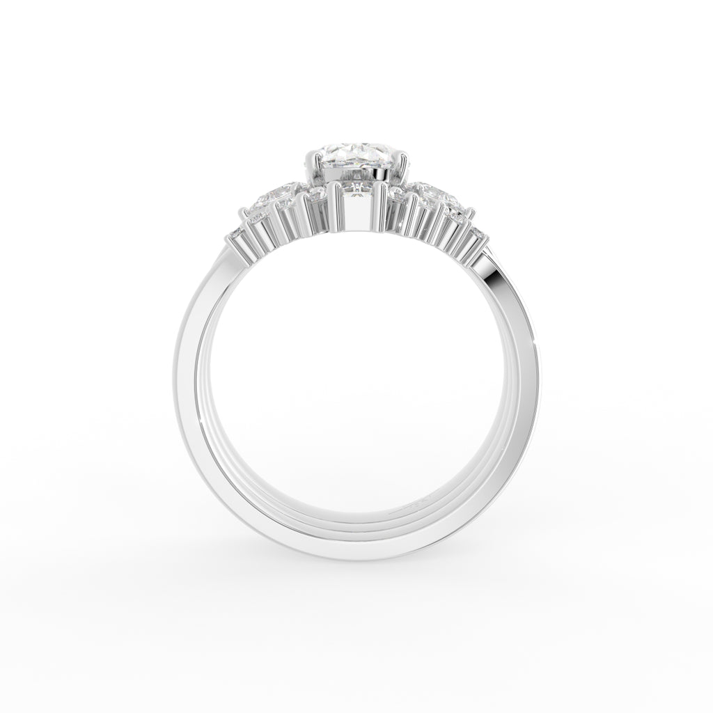 vimg:FJ6832|vimg:FJ6833|18K Bespoke Oval Diamond Ring Set — FRONT