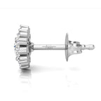 18K Halo Diamond Earrings — SIDE VIEW