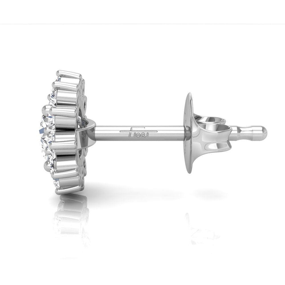 18K Halo Diamond Earrings — SIDE VIEW