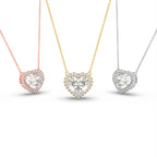 18K Halo Heart Diamond Pendant — 3 COLOR