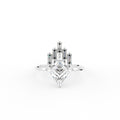 18K White Gold Kite Baguette Diamond Ring — TOP