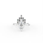18K White Gold Kite Baguette Diamond Ring — TOP