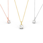 14K White Gold Solitaire Round Diamond Pendant — 3 COLOR