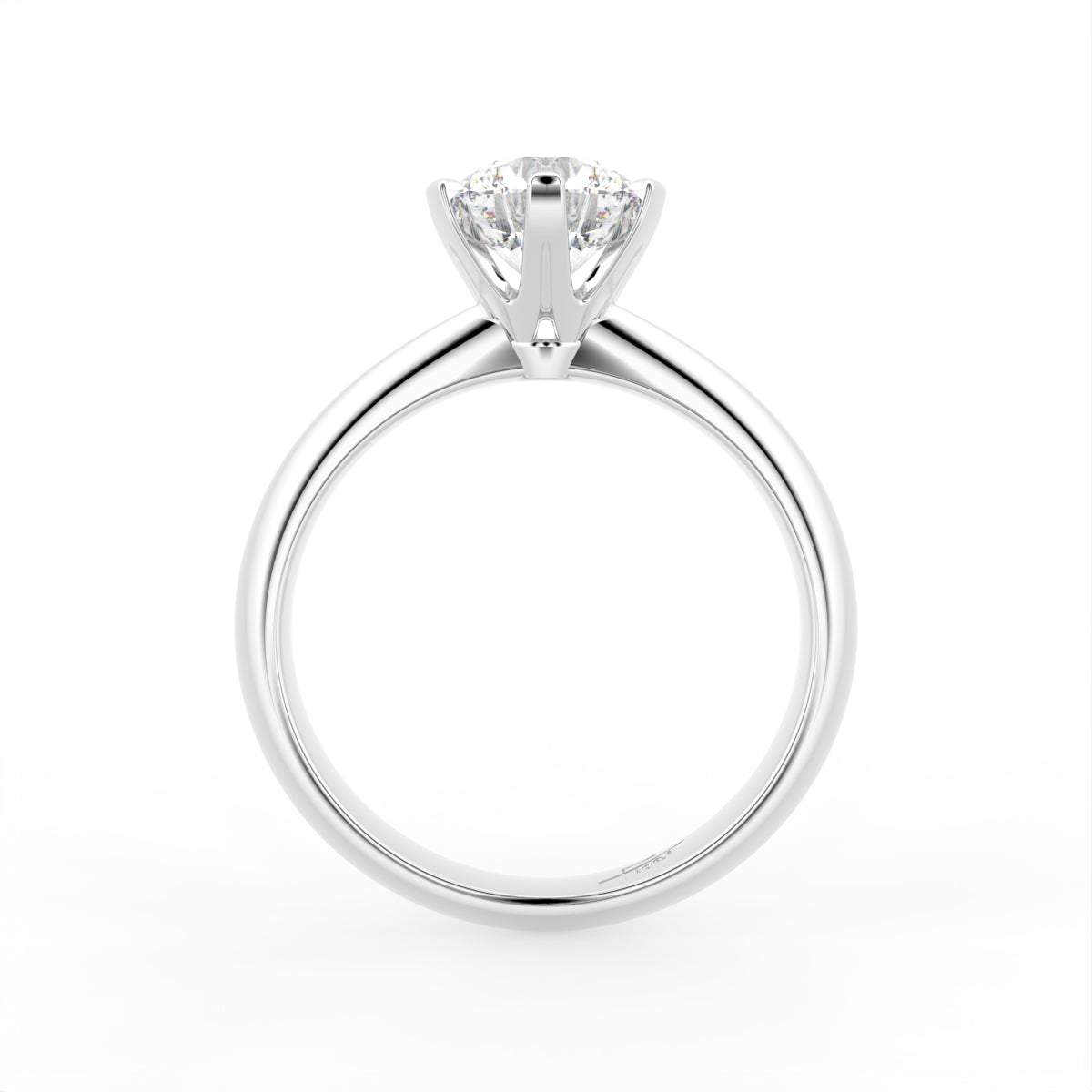 18K Solitaire Round Diamond Engagement Ring — FRONT