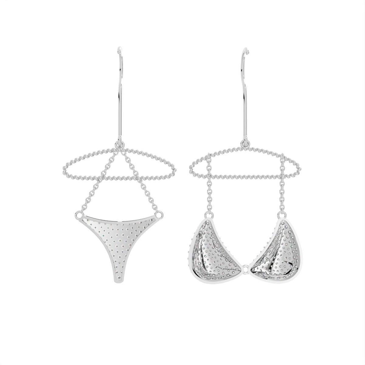 Sterling Silver Round Diamond Earrings — FRONT/BACK