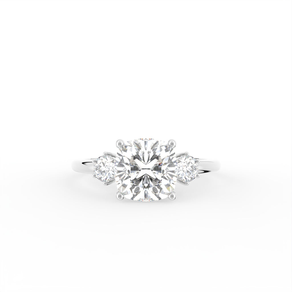 18K Trilogy Cushion Diamond Ring — TOP