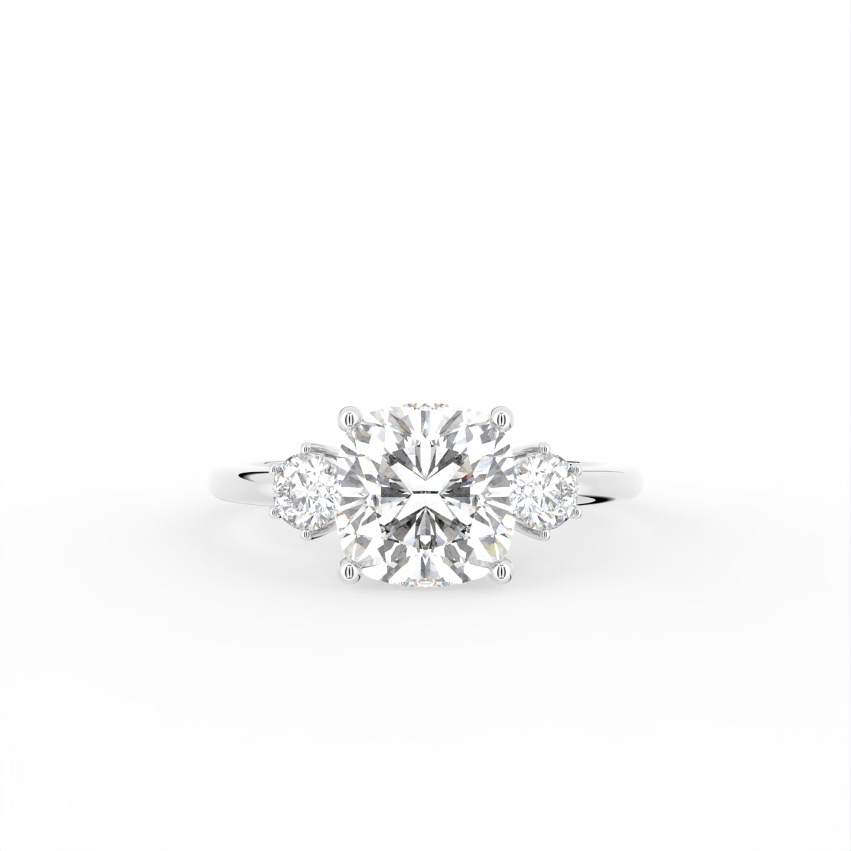 18K Trilogy Cushion Diamond Ring — TOP