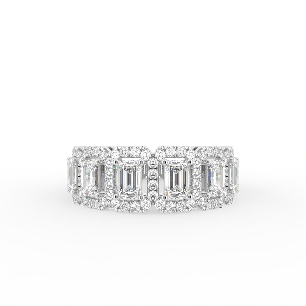 18K Emerald Cut Eternity Diamond Ring — TOP