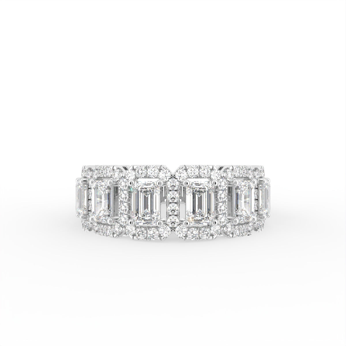 18K Emerald Cut Eternity Diamond Ring — TOP