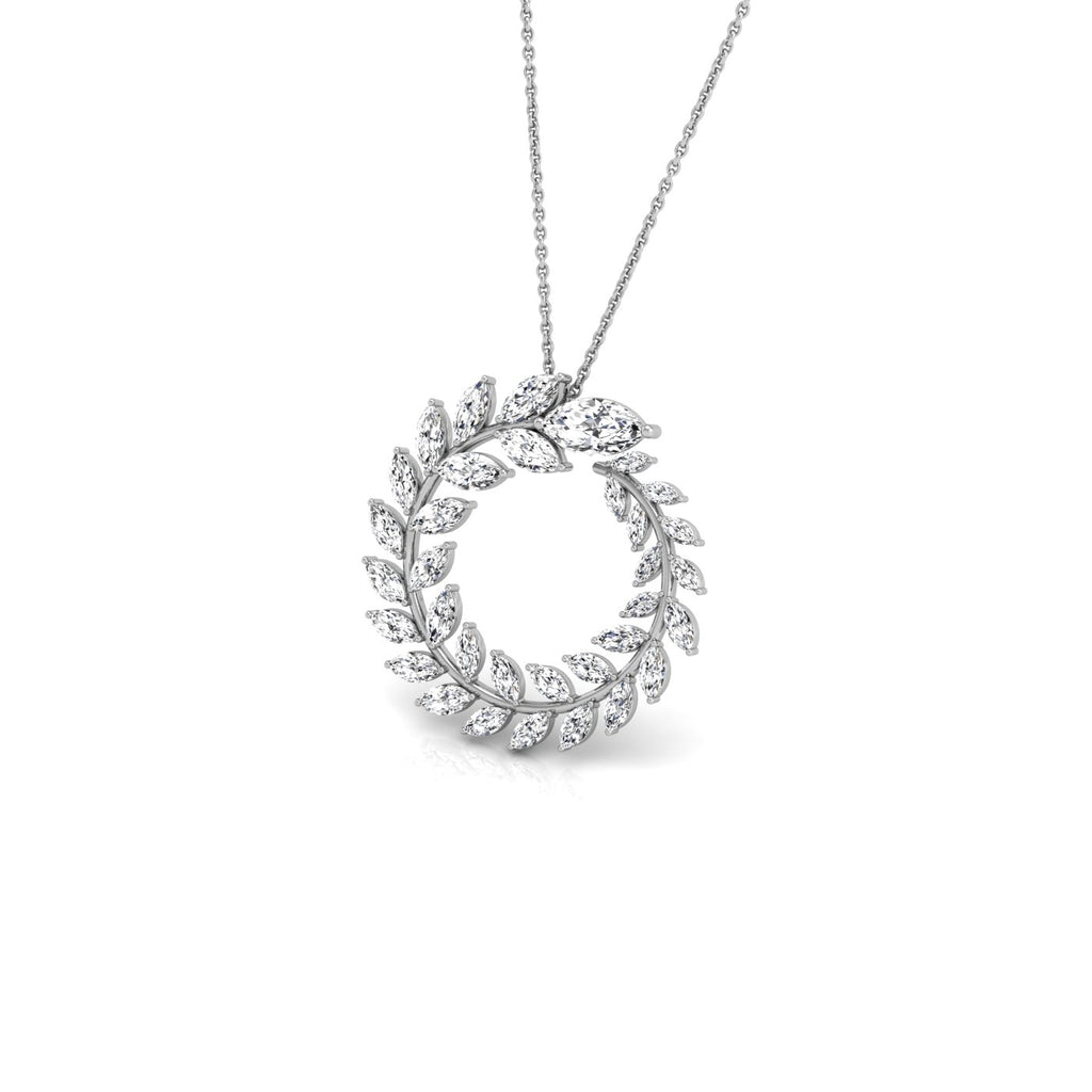 18K Leaf Diamond Pendant — 3D VIEW