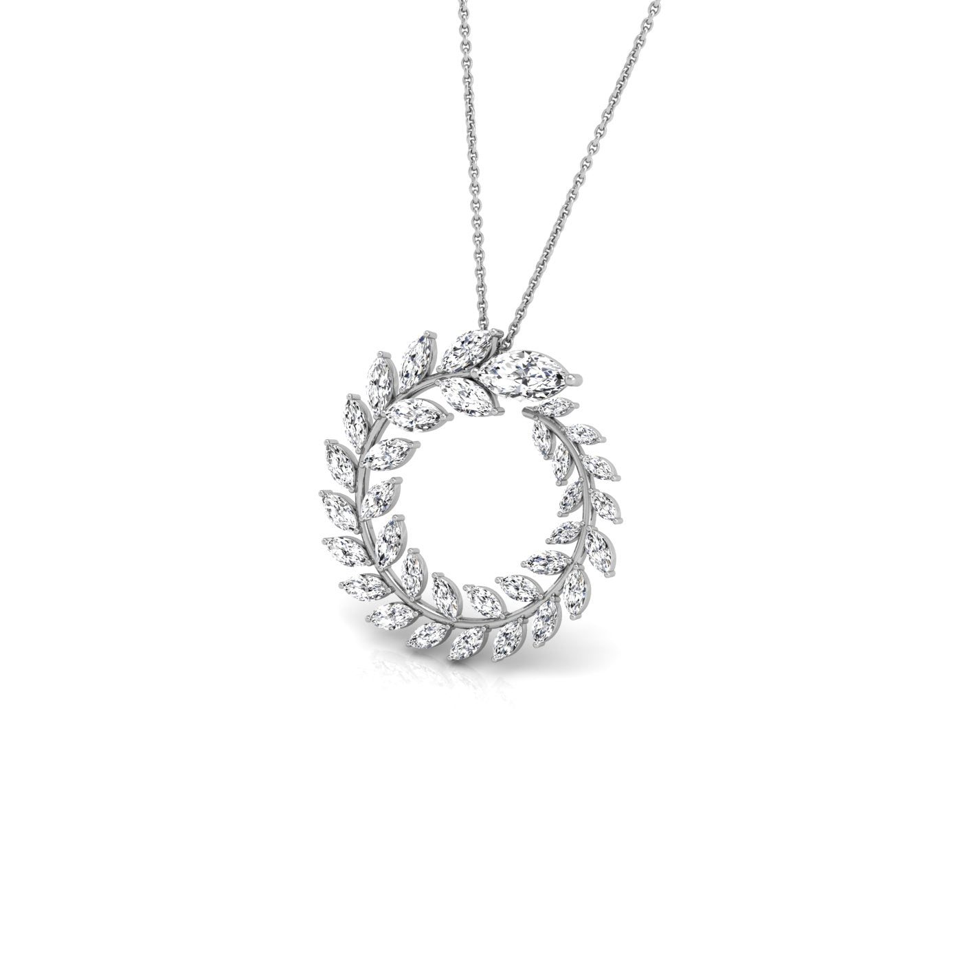 18K Leaf Diamond Pendant — 3D VIEW