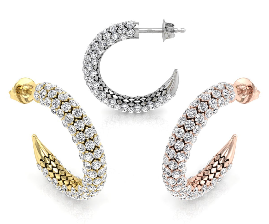 18K Pave Diamond Earrings — 3 COLOR