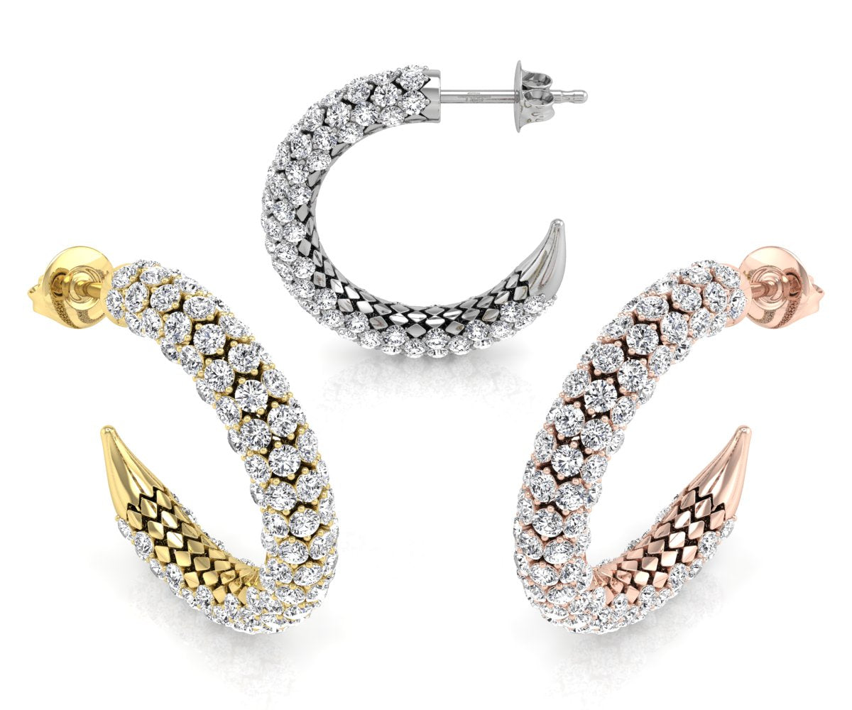 18K Pave Diamond Earrings — 3 COLOR