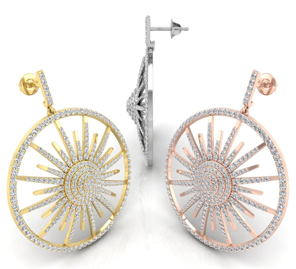 18K Open Circle Diamond Earrings — 3 COLOR