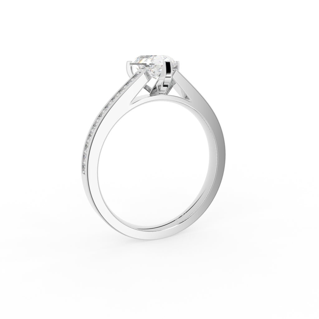 18K Solitaire Triangle Diamond Ring — 3D VIEW