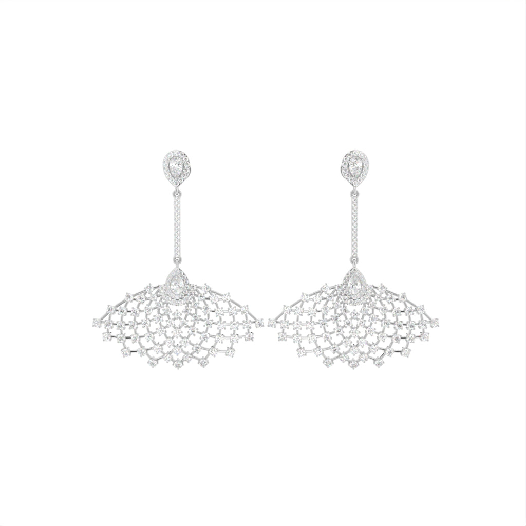 18K Peacock Feather Diamond Earrings — TOP