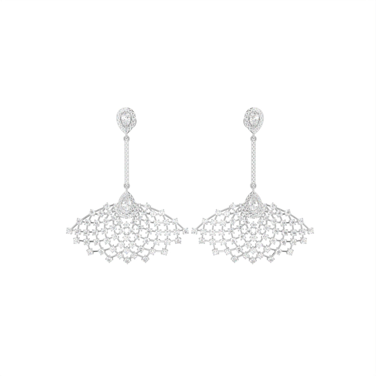 18K Peacock Feather Diamond Earrings — TOP